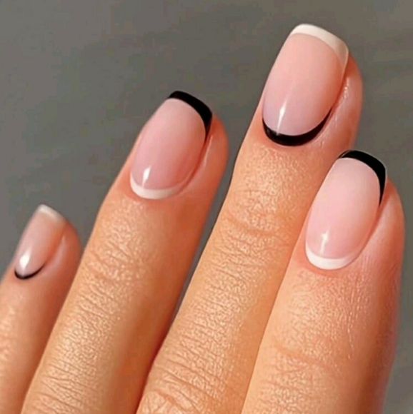 Other - Black and white frenchie nails
